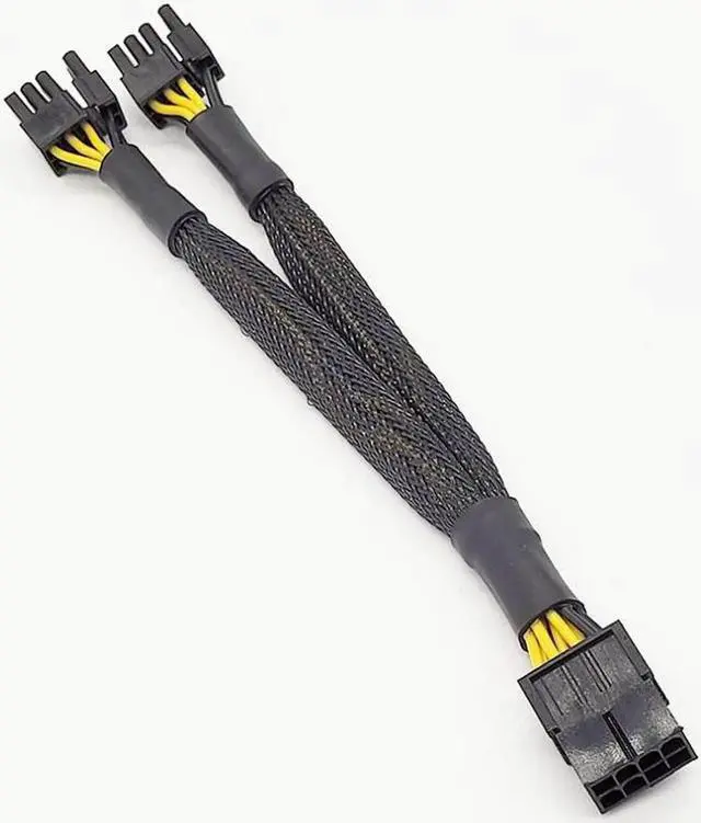 Alt view image 4 of 7 - PCI-E 8p to 2x8p 8P female to dual 6+2 male graphics card power supply line 18AWG braided mesh(30cm)