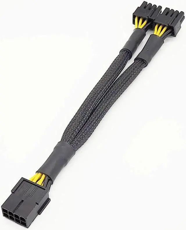 Alt view image 5 of 7 - PCI-E 8p to 2x8p 8P female to dual 6+2 male graphics card power supply line 18AWG braided mesh(30cm)