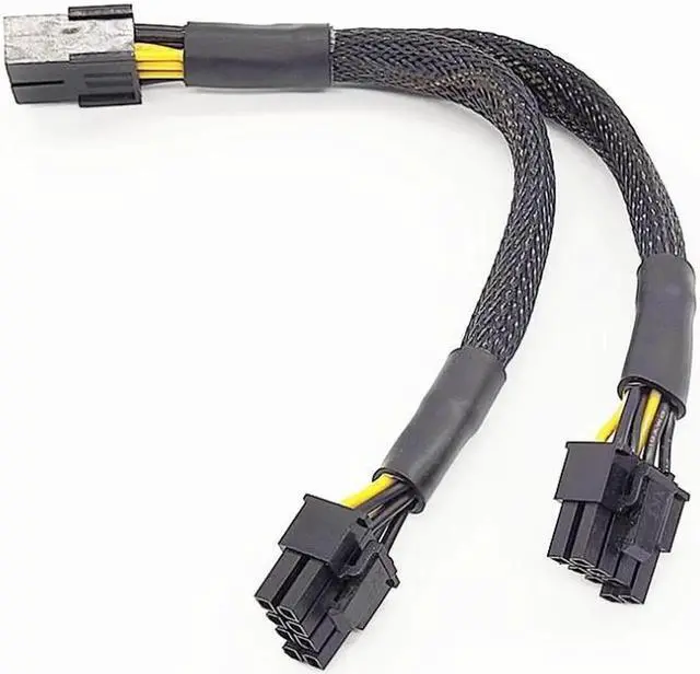 Alt view image 3 of 7 - PCI-E 8p to 2x8p 8P female to dual 6+2 male graphics card power supply line 18AWG braided mesh(30cm)
