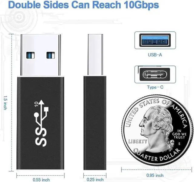 Alt view image 7 of 7 - USB 3.1 GEN 2 Male to Type-C Female Adapter, Support Double Sided 10Gbps Charging & Data Transfer, USB A to USB C 3.1 Converter 2 pack