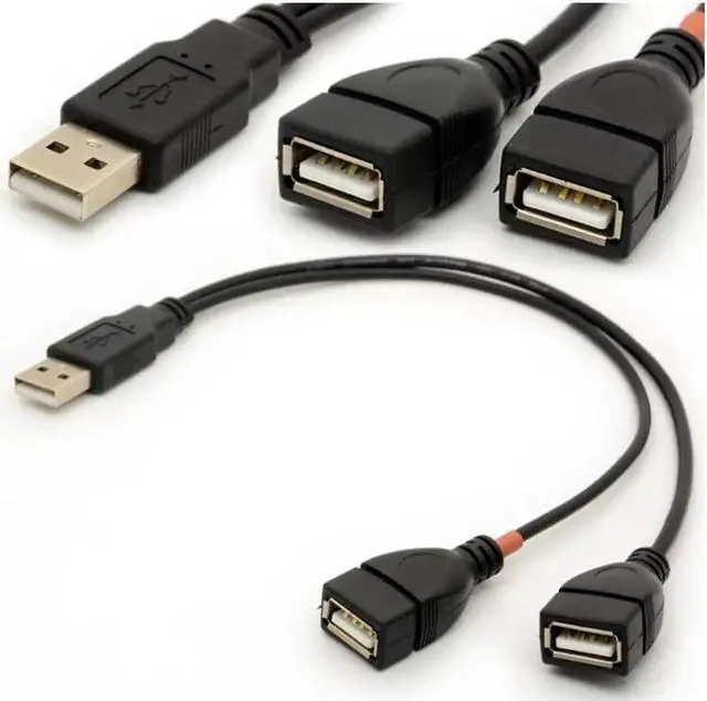 Alt view image 3 of 6 - USB Cable Y Splitter USB 2.0 Power Enhancer Hub Adapter Data Charger Cable Extension Code Type a 30cm (1 Male to 2 Female)