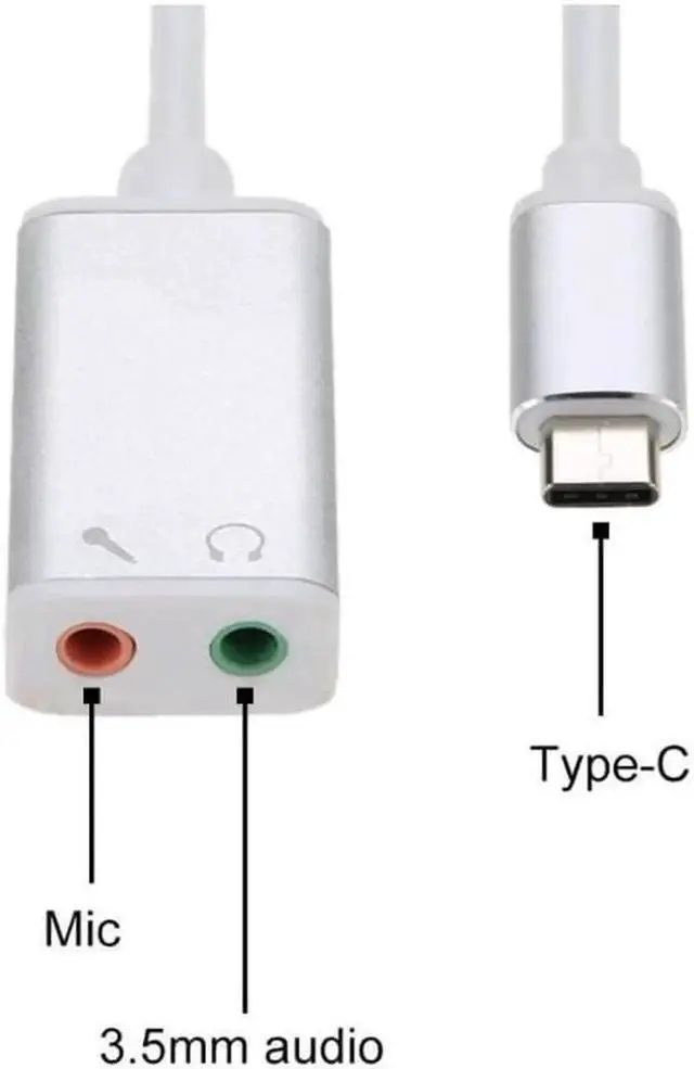 Alt view image 4 of 4 - USB 3.1 Type C USB-C to 3.5mm Audio Speaker Microphone Female Earphone Headset Adapter Cable Cord for New Macbook 12" Chromebook - Silver