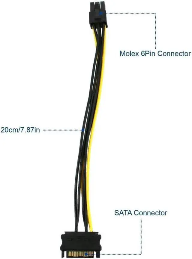 Alt view image 7 of 7 - PCIE Riser Cable VER006C,GPU Risers for Mining Rigs,GPU Extension Cable,GPU Crypto Currency Mining Cable with 6Pin-SATA Power Cable and 23.6in Extension Cable,Extend PCIE X1 to PCIE X16