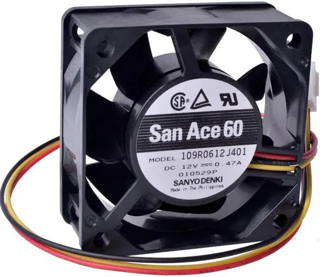Alt view image 3 of 5 - 109R0612J401 60mm fan 6025 60x60x25mm 12V 0.47A Double ball bearing large air volume cooling fan