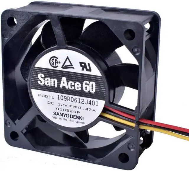 Alt view image 4 of 5 - 109R0612J401 60mm fan 6025 60x60x25mm 12V 0.47A Double ball bearing large air volume cooling fan