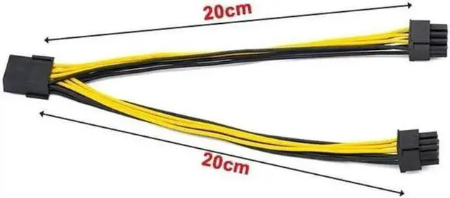 Alt view image 2 of 7 - Owltree Graphics Card Video Card VGA GPU Female 8 Pin to Dual 8 Pin 6+2 Pin Male Y Splitter Extension PCI-E PCIe Power Cable 18AWG 20CM