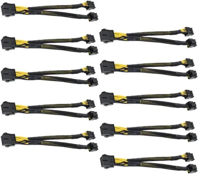 Alt view image 2 of 6 - 10PCS 8Pin Mining Cable, GPU Power Cable for Bitcoin Mining, VGA 8 Pin Female to 8Pin (6+2) Male, Pcie Splitter Cable for Graphics Card, 8pin Extension Connector Cable ( 9 Inches)