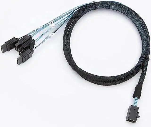 Alt view image 3 of 7 - Internal HD Mini SAS Cable 0.5M / 1.6FT, CableCreation Internal HD Mini SAS (SFF-8643 Host) - 4X SATA (Target) Cable, SFF-8643 to 4X SATA Cable, SFF-8643 for Controller, 4 Sata Connect to Hard Drive