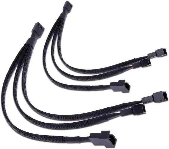 Alt view image 5 of 7 - PWM Fan Splitter Adapter Cable Sleeved Braided Y Splitter Computer PC 4 Pin Fan Extension Power Cable 1 to 3 Converter for Computer ATX Case 4-Pin/3-Pin Cooling Fan Cable(27cm/10.5 inches -2 Pack)