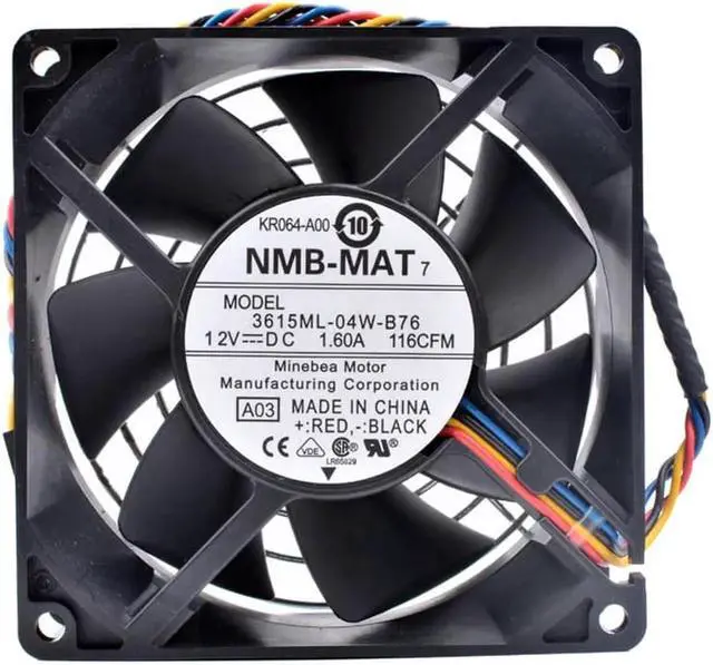Main image of 3615ML-04W-B76 9cm 92mm fan 92x92x38mm DC12V 1.60A server chassis cooling fan