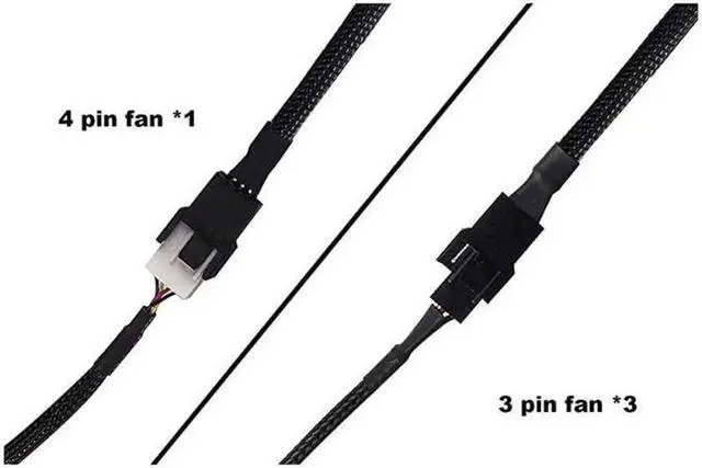 Alt view image 5 of 5 - PWM Fan Splitter Cable 4 Pin Black Sleeved Case Fan Splitter Cable 1 to 4 Converter Braided Y Splitter Computer PC Fan Extension Power Cable 105 Inches 2 Pack