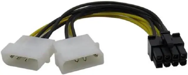 Alt view image 4 of 7 - 10Pcs/lot Dual 4 Pin Molex IDE to 8 Pin PCI Express Power Cable PCI-E Adapter