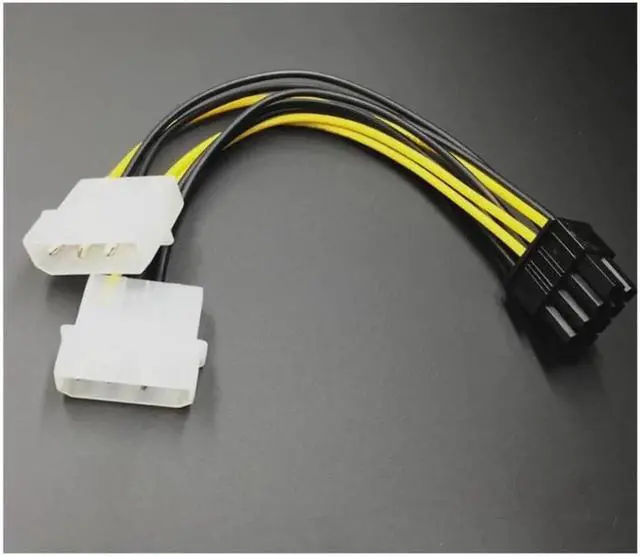Alt view image 6 of 7 - 10Pcs/lot Dual 4 Pin Molex IDE to 8 Pin PCI Express Power Cable PCI-E Adapter
