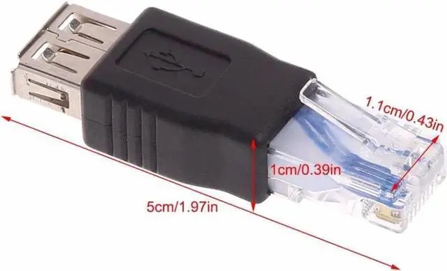 Alt view image 5 of 5 - Ethernet to USB Adapter, 2 PCS USB to Ethernet Adapter, RJ45 Ethernet Male to USB Female Converter, USB to RJ45 Adapter 10Mb/100Mbs Network Connector for Laptops Computers