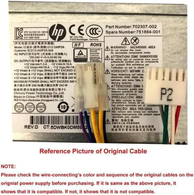 Alt view image 5 of 6 - COMeap 24 Pin to 6 Pin PCI-E ATX Main Power Adapter Cable for HP Z220 Z230 Workstation SFF Series 4000 6005 8300 ProDesk 600 G1 SFF 12-inch(30cm)