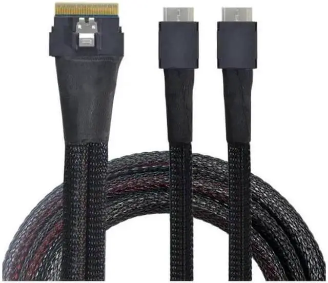 Alt view image 2 of 6 - PCI-E Ultraport Slimline SAS Slim 4.0 SFF-8654 8i 74pin to Dual Oculink SFF-8611 Cable 50cm PCI-Express