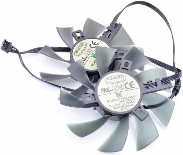 Alt view image 2 of 4 - T129215SU 12V 0.50A GTX 1050 1060 1070 RX580 graphics card cooling double fan
