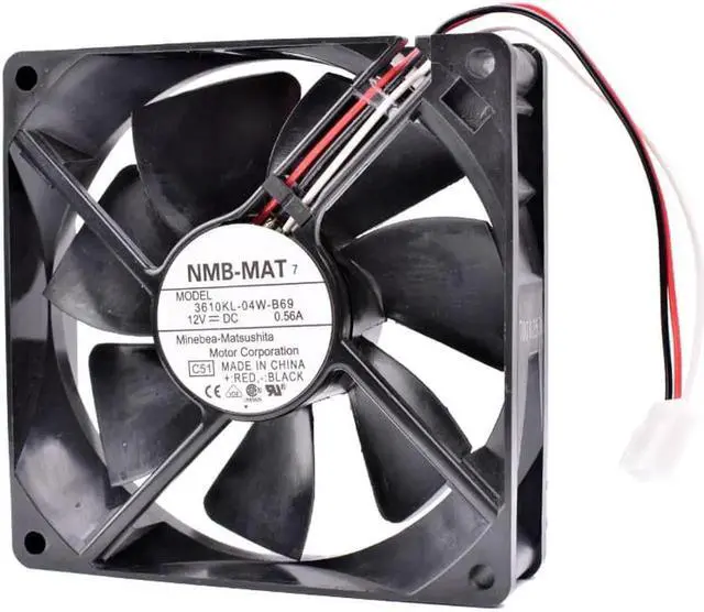 Alt view image 4 of 4 - 3610KL-04W-B69 9cm 9025 9225 12V 0.56A Double ball bearing air volume server chassis cooling fan