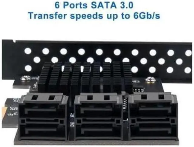 Alt view image 3 of 7 - WERLEO PCIe SATA Card 6 Port with 6 SATA Cables and a SATA Power Splitter Cable, 6 Gb/s PCIe SATA Controller Expression Card with Low Profile Bracket, Boot as System Disk Support 6 SATA 3.0 Devices