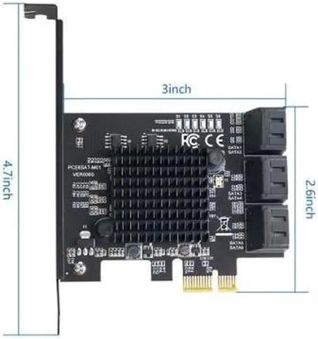 Alt view image 6 of 7 - WERLEO PCIe SATA Card 6 Port with 6 SATA Cables and a SATA Power Splitter Cable, 6 Gb/s PCIe SATA Controller Expression Card with Low Profile Bracket, Boot as System Disk Support 6 SATA 3.0 Devices