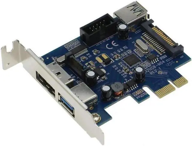 Main image of External USB3.0 Port Power eSATA Port Internal USB 3.0 9pin USB Header PCIe Card With 15pin SATA Power Socket (NEC / Renesas uP