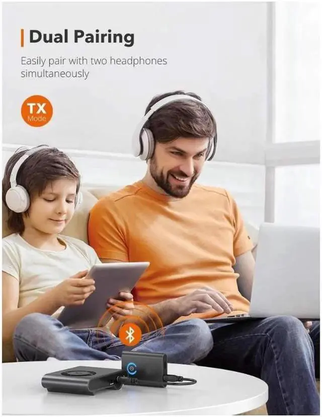 Alt view image 4 of 6 - Aux Bluetooth Adapter for Car, Bluetooth 5.0 Transmitter Receiver, Portable Wireless Bluetooth Adapter, 2-in-1 Bluetooth Aux Adapter, Audio Receiver for Laptop, Radio, Headphones, Speakers, TV