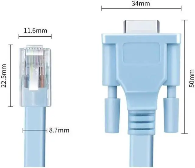 Alt view image 3 of 4 - RJ45 to RS232 connection cable, 9-hole crystal head to serial port cable, console cable, Cisco device management serial adapter, network cable DB9F/8P8C (5 feet, blue)