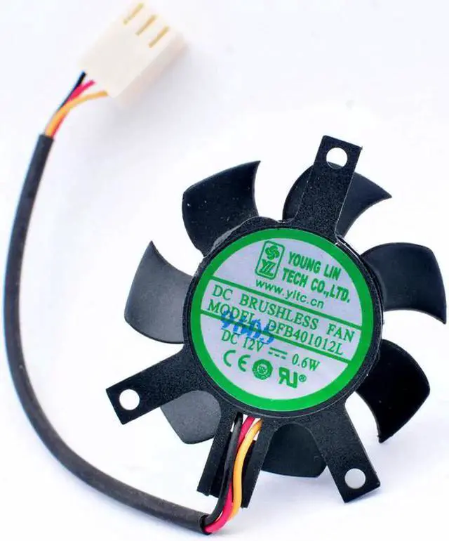 Alt view image 2 of 2 - DFB401012L DC12V 0.6W Diameter 37mm hole pitch 35x35x27mm 3 wires, cooling fan for soft router heat sink