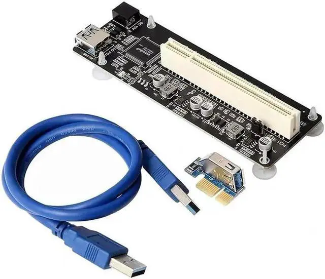 Alt view image 2 of 4 - PCIE PCI-E PCI Express X1 to PCI Riser Card Bus Card High Efficiency Adapter Converter USB 3.0 Cable for Desktop PC ASM1083 Chip