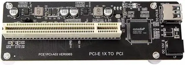 Alt view image 3 of 4 - PCIE PCI-E PCI Express X1 to PCI Riser Card Bus Card High Efficiency Adapter Converter USB 3.0 Cable for Desktop PC ASM1083 Chip