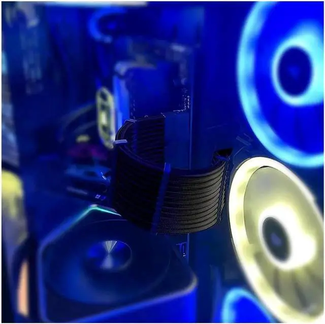 Alt view image 7 of 7 - Mod Sleeved Cable, Black Power Supply Cable Extension Kit, 24PIN ATX, 4+4 PIN EPS, Dual 6+2 PIN PCIE, 6 PIN PCI-E