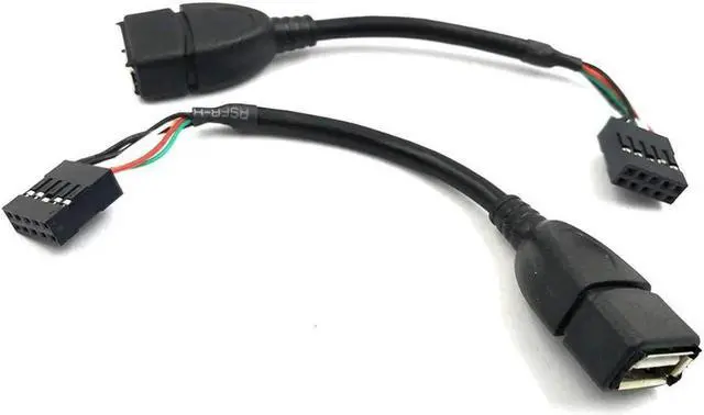 Alt view image 2 of 7 - Duttek (2-Pack) 10CM USB 2.0 Type A Female to Dupont 9 Pin Female Header Motherboard Cable Cord (AF/9Pin 0.1M)