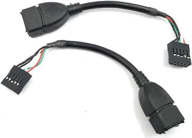 Alt view image 3 of 7 - Duttek (2-Pack) 10CM USB 2.0 Type A Female to Dupont 9 Pin Female Header Motherboard Cable Cord (AF/9Pin 0.1M)