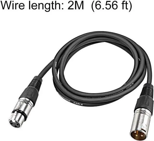 Main image of XLR Male to XLR Female Cable Line for Microphone Video Camera Sound Card Mixer Silver Tone XLR Black Line 2M 6.56ft