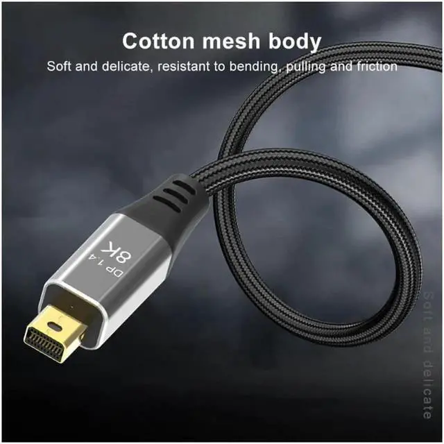 Alt view image 5 of 7 - Mini DisplayPort to Mini DisplayPort 1.4 8K(7680X4320)@60Hz 4K@144Hz Ultra HD Cable Converter Compatible with Thunderbolt MacBook Pro MacBook Air 2M