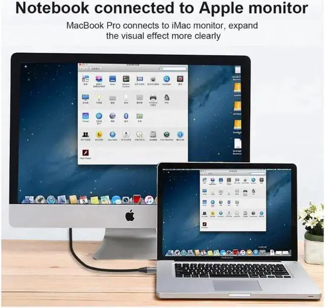 Alt view image 3 of 7 - Mini DisplayPort to Mini DisplayPort 1.4 8K(7680X4320)@60Hz 4K@144Hz Ultra HD Cable Converter Compatible with Thunderbolt MacBook Pro MacBook Air 2M