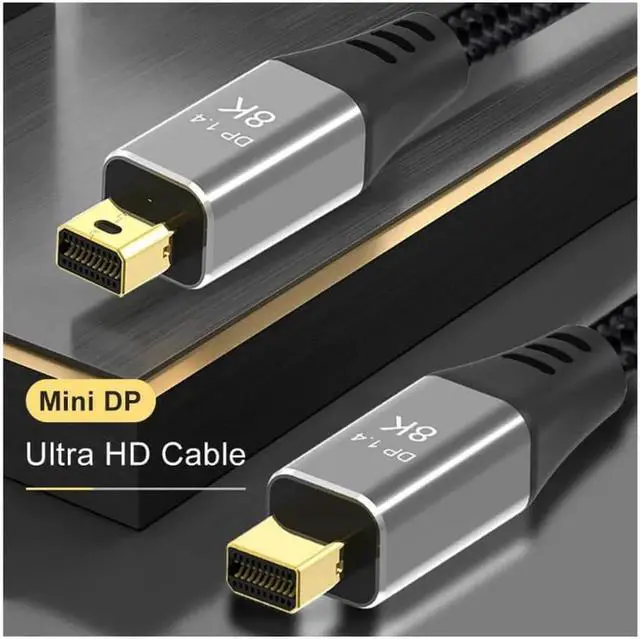 Alt view image 4 of 7 - Mini DisplayPort to Mini DisplayPort 1.4 8K(7680X4320)@60Hz 4K@144Hz Ultra HD Cable Converter Compatible with Thunderbolt MacBook Pro MacBook Air 2M