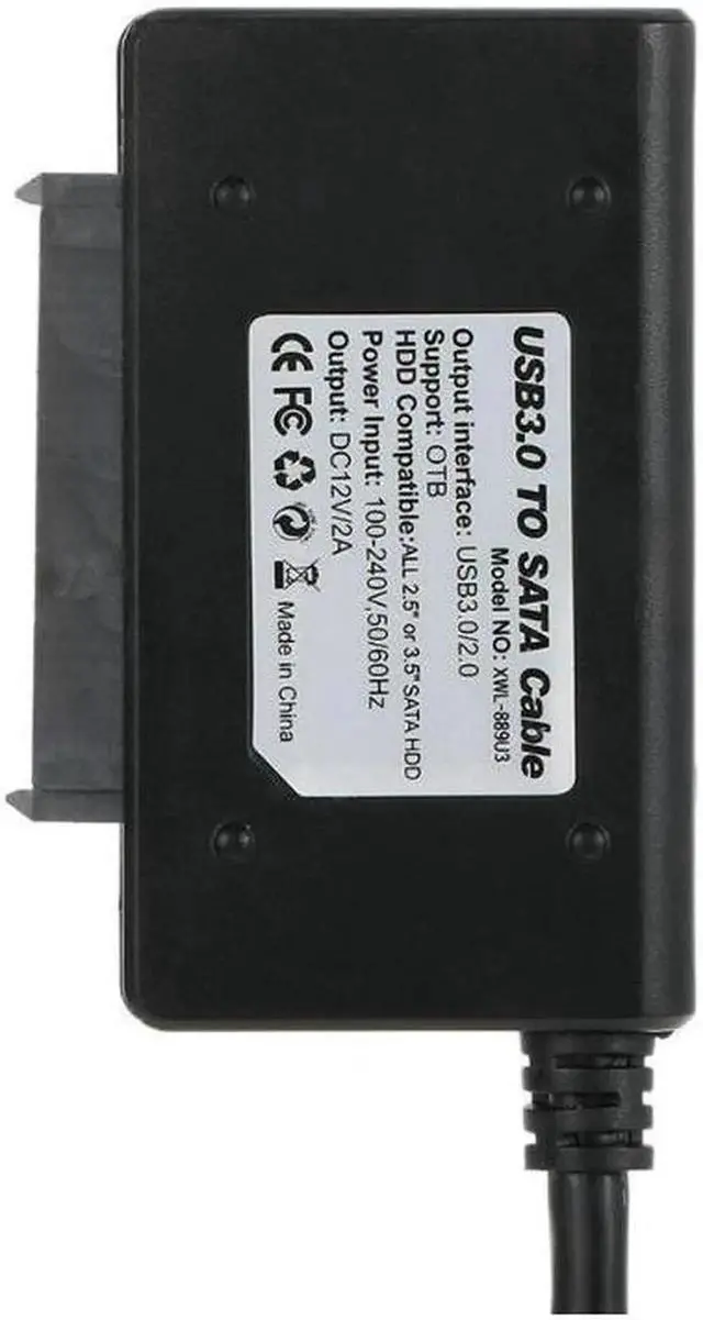 Alt view image 6 of 6 - USB 3.0 to SATA Adapter Hard Drive Converter Cable for 2.5" 3.5" SSD HDD with Power Supply Cable 12V 2A for PC Laptop desktop