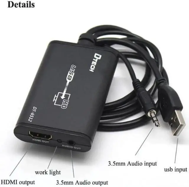 Alt view image 4 of 6 - DT-6512 USB to HDMI converter USB to HDMI external graphics card adpater USB to HDMI 1080P HD cable