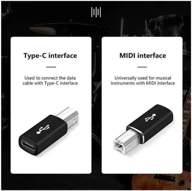 Alt view image 6 of 7 - USB B to USB C Adapter (2 Pack) USB-C Female to Printer Male Converter USB Type C to Midi USB B Connector Support Data Sync Compatible with Printer Scanner Fax Machine Electronic Piano