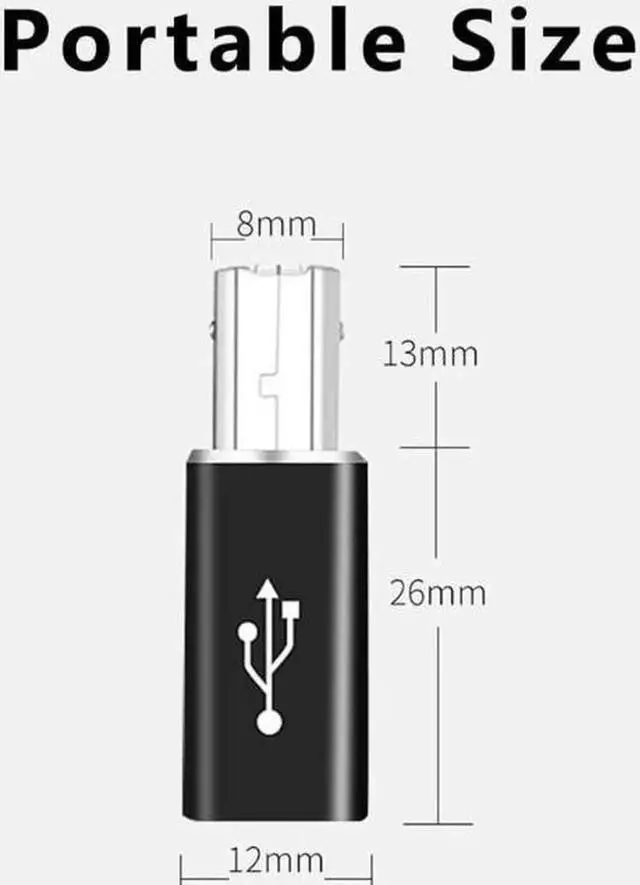 Alt view image 5 of 7 - USB B to USB C Adapter (2 Pack) USB-C Female to Printer Male Converter USB Type C to Midi USB B Connector Support Data Sync Compatible with Printer Scanner Fax Machine Electronic Piano