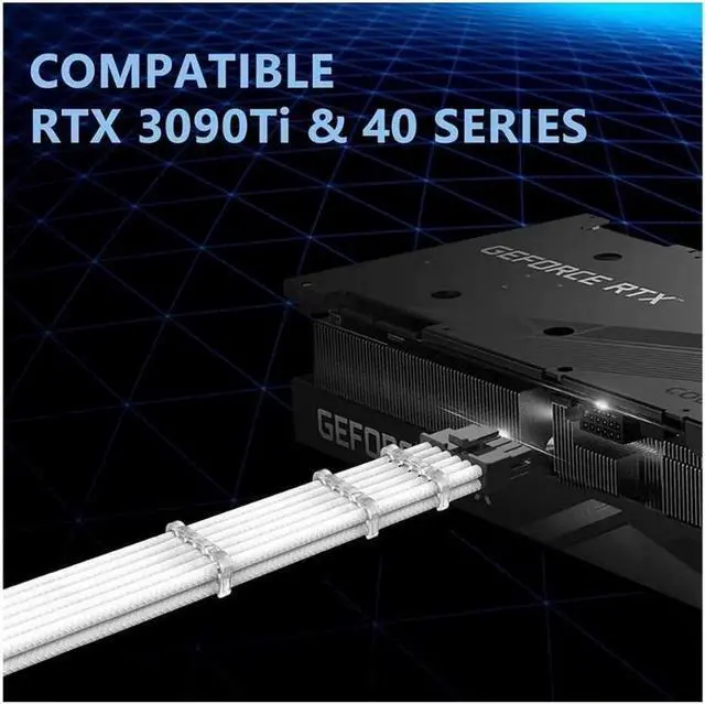 Alt view image 6 of 7 - RTX 4090 4080 4070TI 16Pin(12+4) to 4x8Pin PCI-E 5.0 Sleeved Extension Cable,12Pin to 4x8Pin Compatible 4090 4080 4070TI Series and RTX3090ti,14inch with Cable Combs (16AWG/White