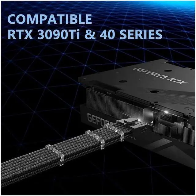 Alt view image 4 of 6 - RTX 4090 4080 4070TI 16Pin(12+4) to 4x8Pin PCI-E 5.0 Sleeved Extension Cable,12Pin to 4x8Pin Compatible 4090 4080 4070TI Series and RTX3090ti,14inch with Cable Combs (16AWG/White) Black