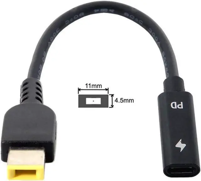 Main image of SMUGDESK Type C USB-C to Rectangle 11.0x4.5mm Power Plug PD Emulator Trigger Charge Cable for ThinkPad X1 Carbon