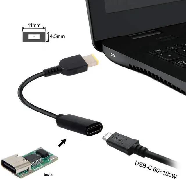 Alt view image 3 of 3 - SMUGDESK Type C USB-C to Rectangle 11.0x4.5mm Power Plug PD Emulator Trigger Charge Cable for ThinkPad X1 Carbon