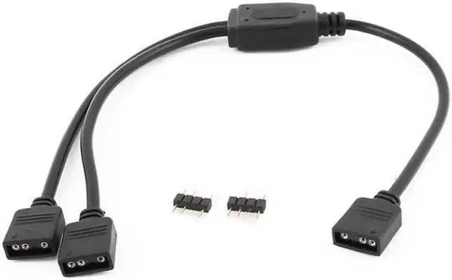 Alt view image 2 of 4 - Anicorn 2 Pack 5V 3-Pin RGB 2-Way Female to x Female RBW LED Strip Splitter Cable,2 Port AURA RGB Lighting Hub w/ Gender Changer Adapter - 1 Foot