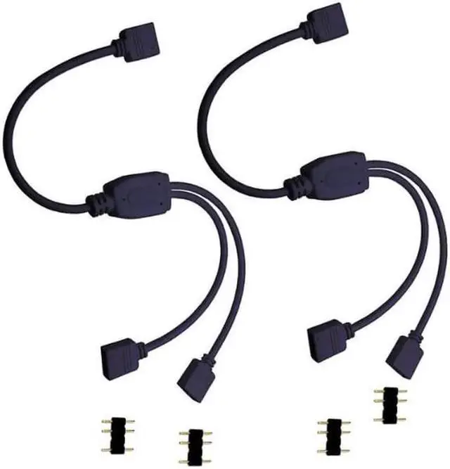 Alt view image 4 of 4 - Anicorn 2 Pack 5V 3-Pin RGB 2-Way Female to x Female RBW LED Strip Splitter Cable,2 Port AURA RGB Lighting Hub w/ Gender Changer Adapter - 1 Foot