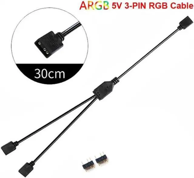 Alt view image 3 of 4 - Anicorn 2 Pack 5V 3-Pin RGB 2-Way Female to x Female RBW LED Strip Splitter Cable,2 Port AURA RGB Lighting Hub w/ Gender Changer Adapter - 1 Foot