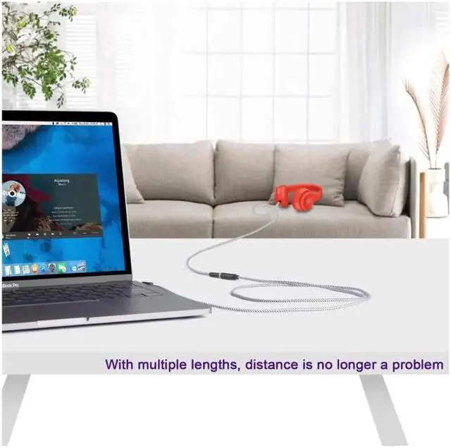 Alt view image 6 of 6 - CableCreation Headphone Extension Cable, 90 Degree TRRS 3.5mm Male to Female Audio Extension Cable 4-Conductor(Microphone Compatible), 6 Feet