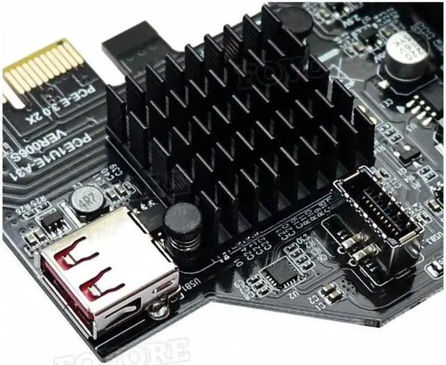 Alt view image 3 of 5 - PCI Express 3.0 USB 3.1 PCI-E Card PCIe USB Adapter Raiser Type-E USB3.1 gen2 10gbps+USB2.0 Expansion Card